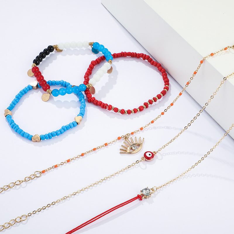 Colorful Beaded Fringe EYE OF PROVIDENCE  Evil Eye Anklet