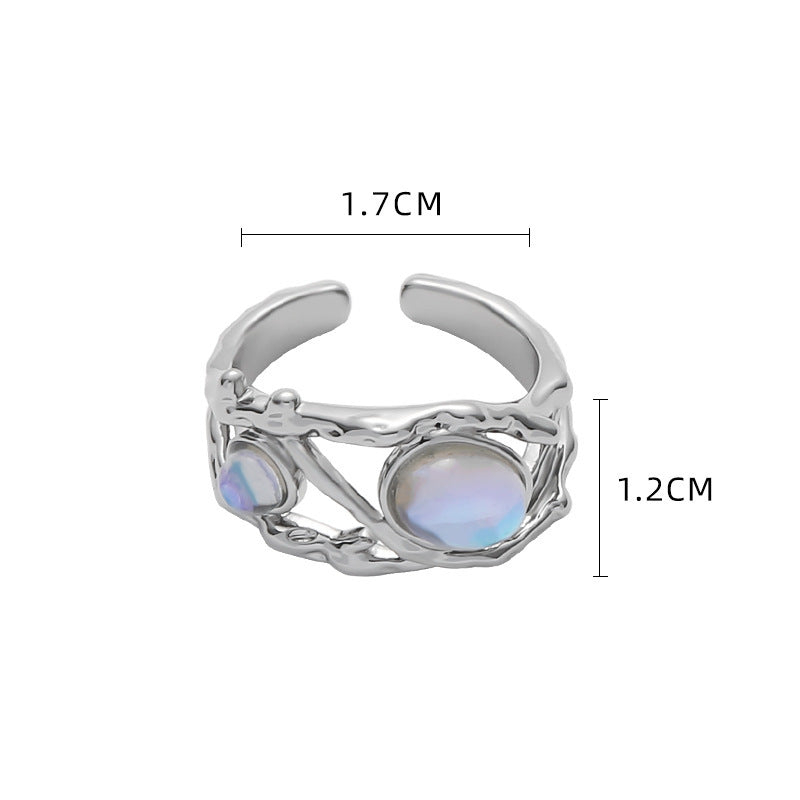 Moonstone Hollow Ring Women Niche Design