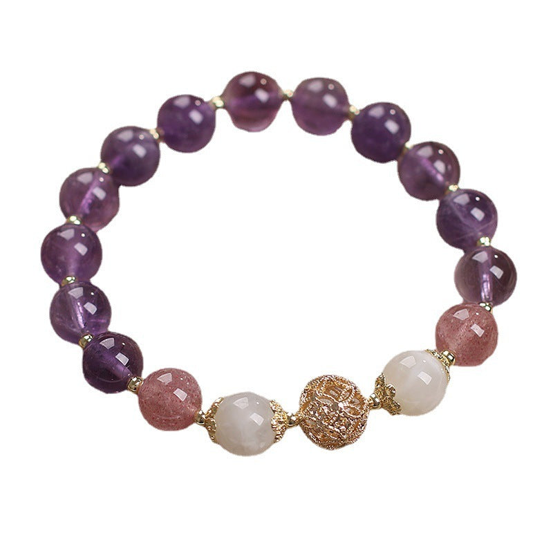 Natural Amethyst Lucky Beads Beaded Women Bracelet