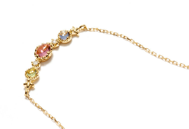 Moonstone Pink Tourmaline Garnet Women Necklace