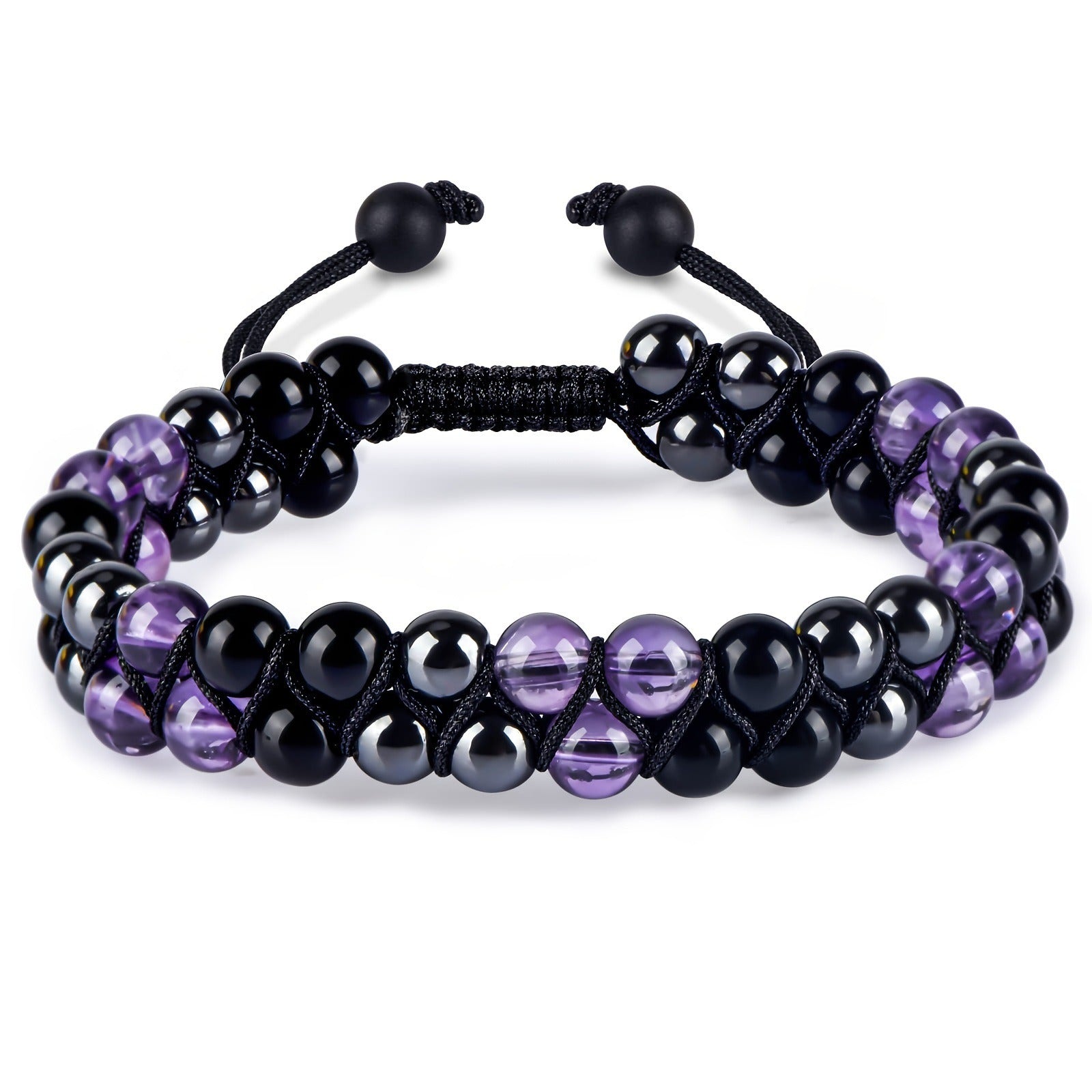 Natural Tiger Eye Agate Bracelet Men's Woven Adjustable Black Magnet Yoga Beaded Bracelet