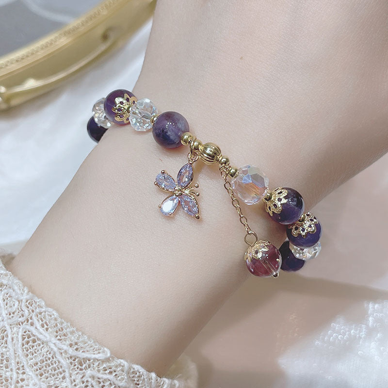 Fashion Butterfly Amethyst Women Bracelet