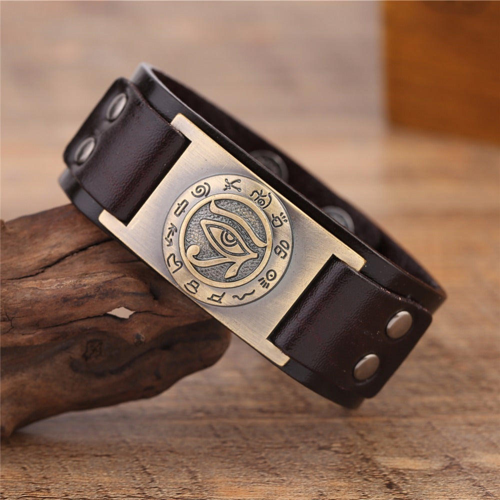 Eye of Horus alloy leather men bracelet