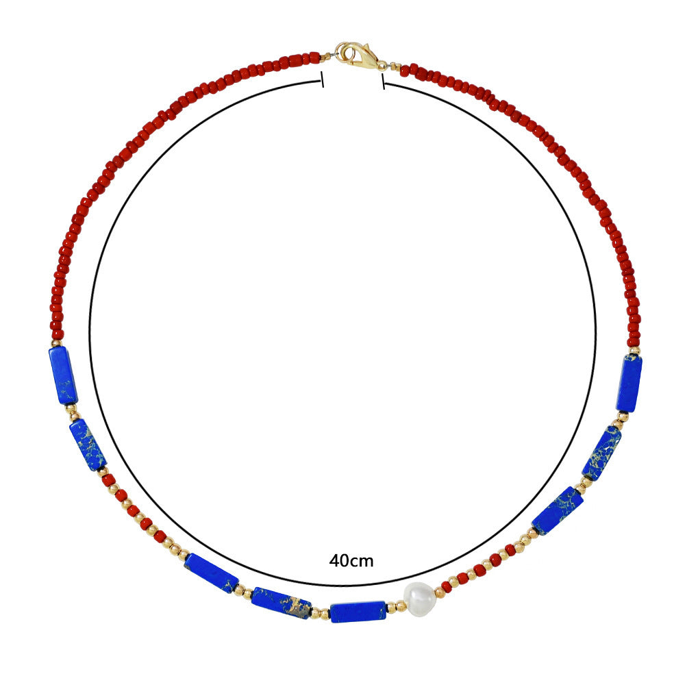 New Klein Blue Agate Necklace For Women French