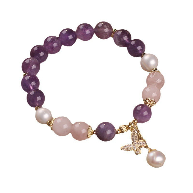 Natural Amethyst Butterfly Women Bracelet