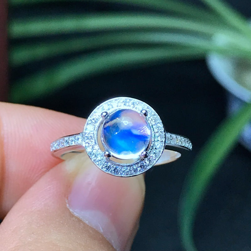 Natural Blue Moonstone Women Ring