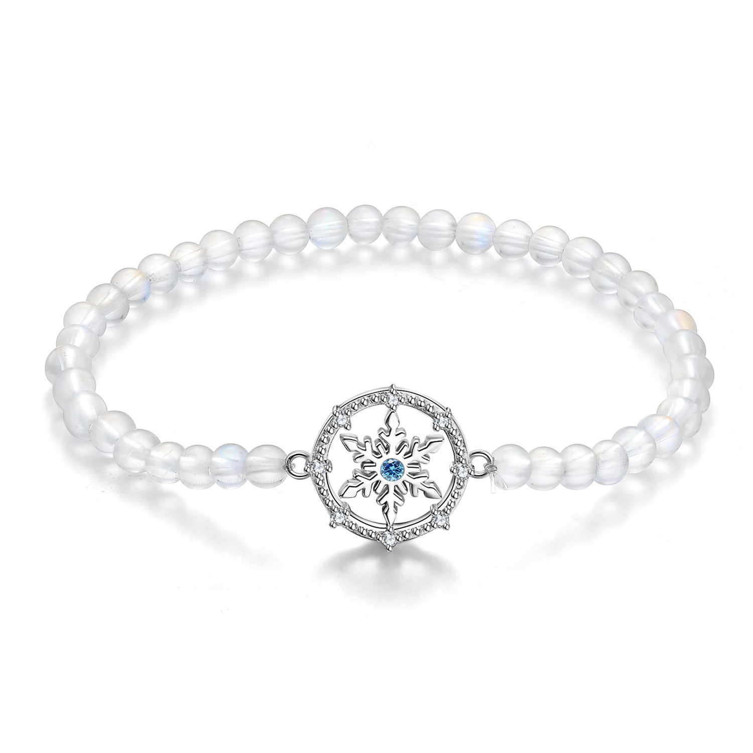 Snow Flower S925 Silver Natural Moonstone Women Bracelet