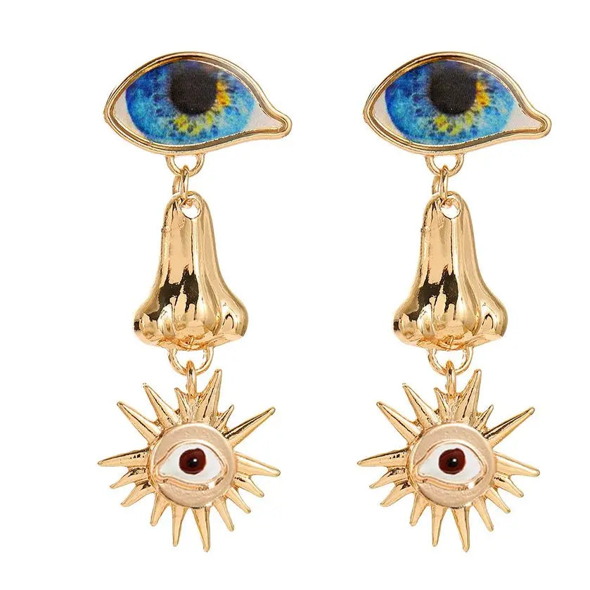 Personality Creative Golden Fatima Eye Earrings for Woman Party Jewelry