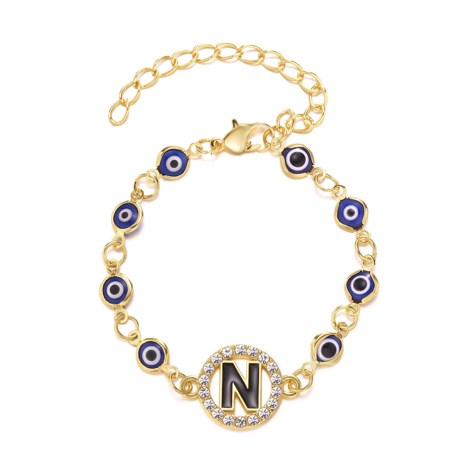 Evil Eye alphabet Signature Adjustable Bracelet