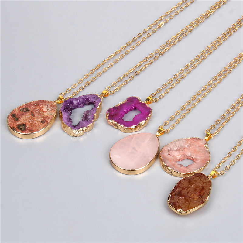 Temperament Natural Amethyst Cluster Women Necklace