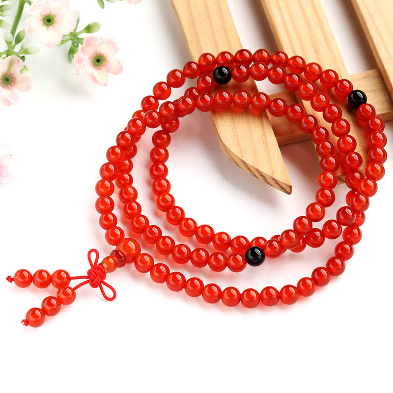 Natural Red Agate 108 Beads Bracelet