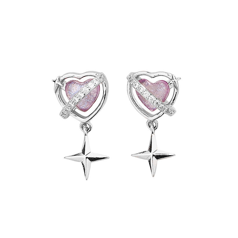 Women's Design Color Moonstone Heart Earrings