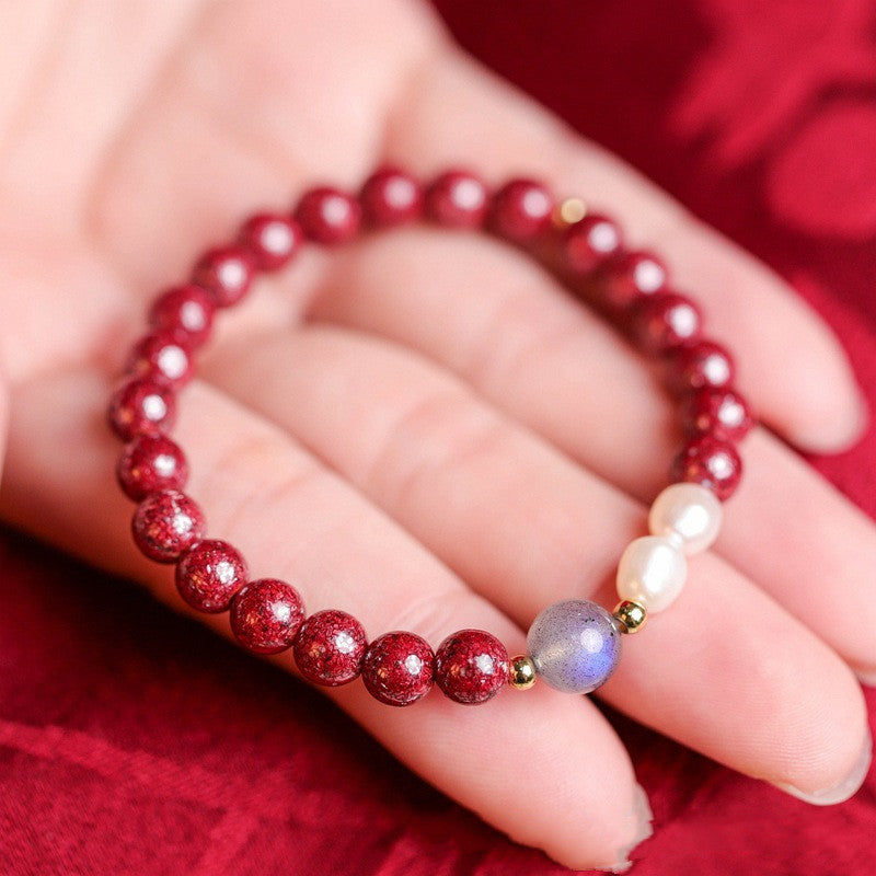 Vermillion Pearl Moonstone Couple Simple Women Bracelet