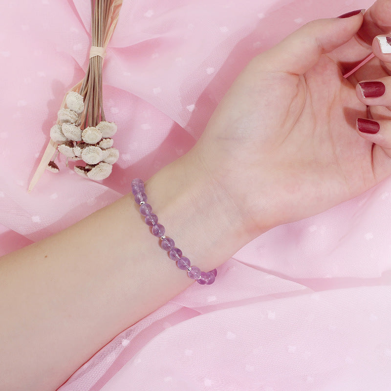 Natural Lavender Amethyst Bead Women Bracelet