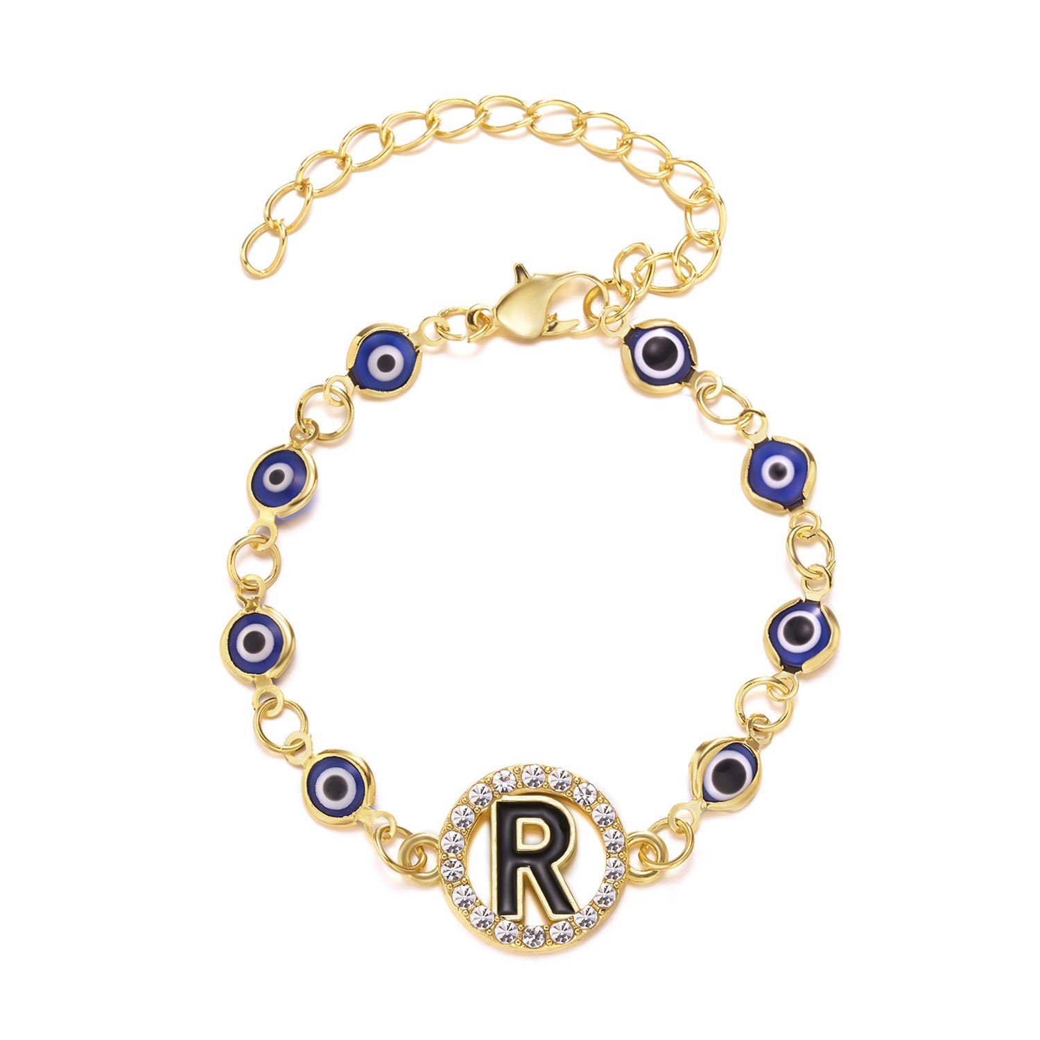 Evil Eye alphabet Signature Adjustable Bracelet