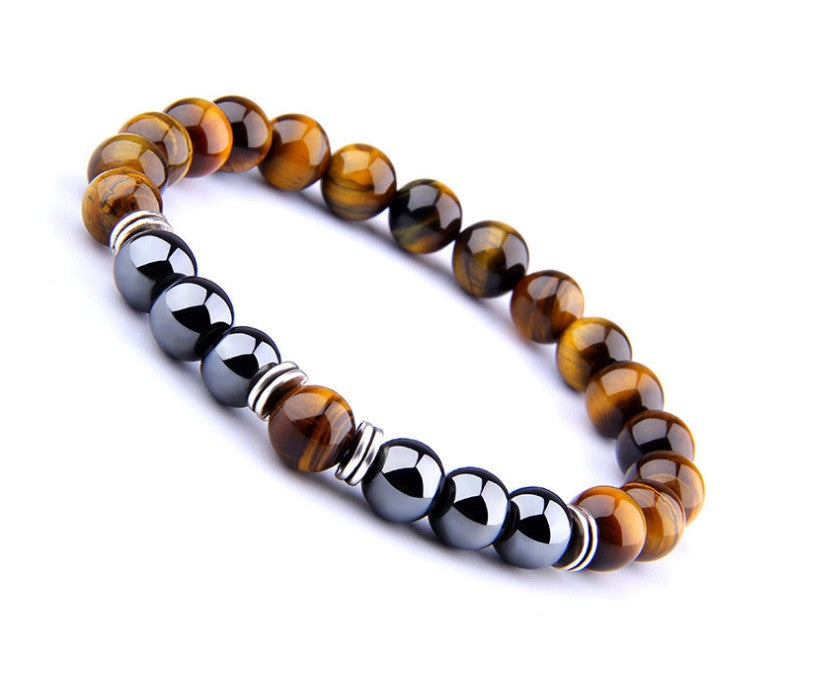 New wild men's 8mm  tiger's eye obsidian hematite elastic bracelet