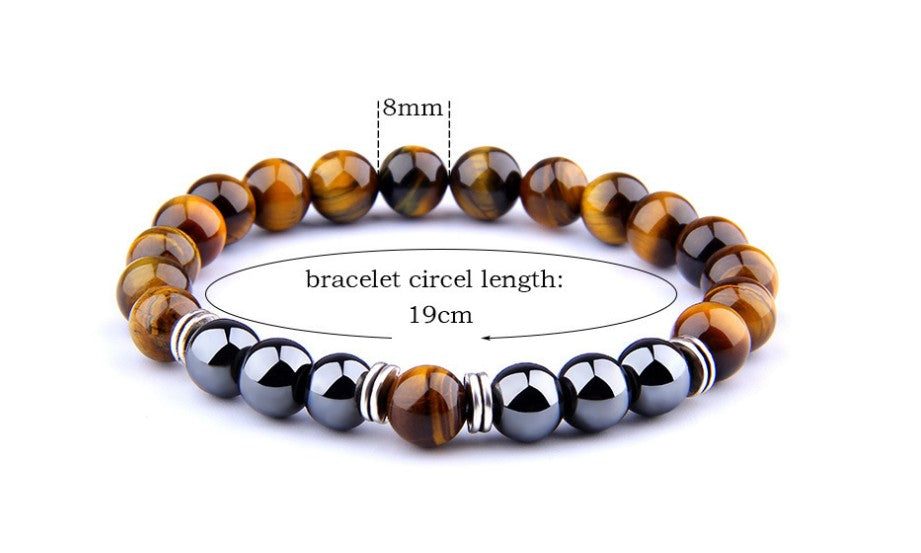 New wild men's 8mm  tiger's eye obsidian hematite elastic bracelet