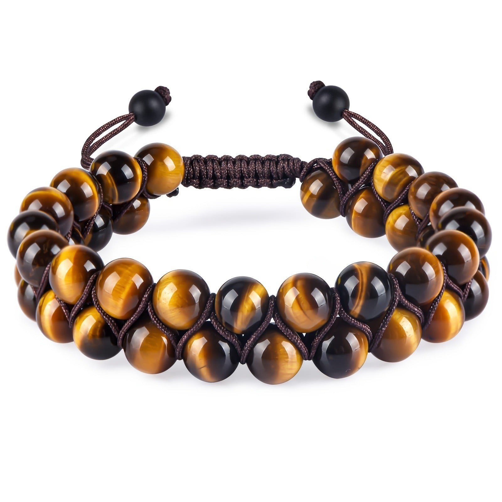 Natural Tiger Eye Agate Bracelet Men's Woven Adjustable Black Magnet Yoga Beaded Bracelet