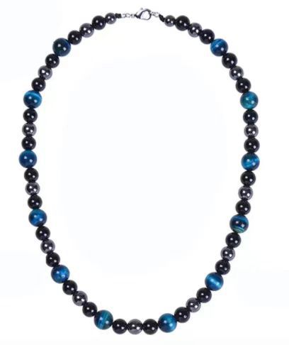 Tigereye Hematite Obsidian Triple Protection Women Men Necklace