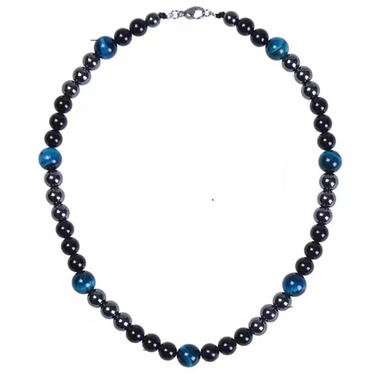 Tigereye Hematite Obsidian Triple Protection Women Men Necklace