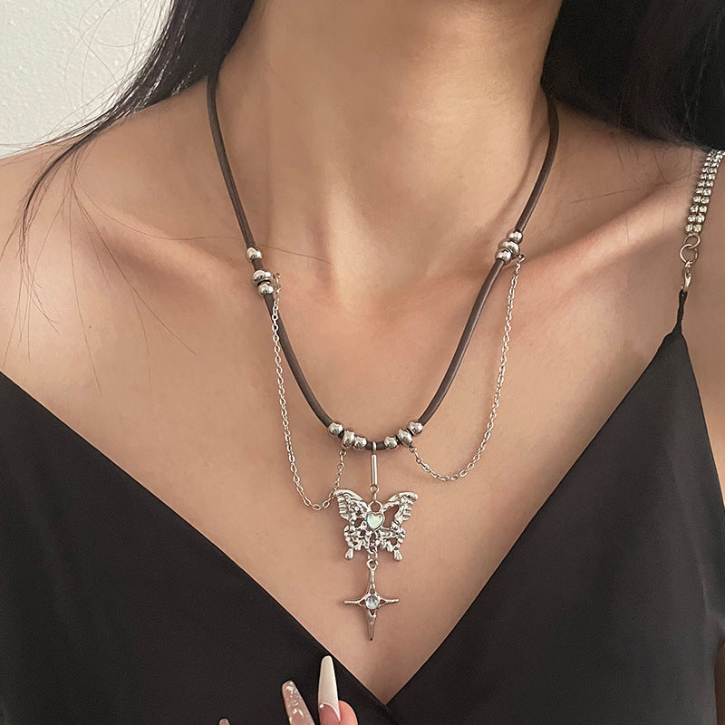 Special-interest Design Moonstone Butterfly Asterism Women Necklace