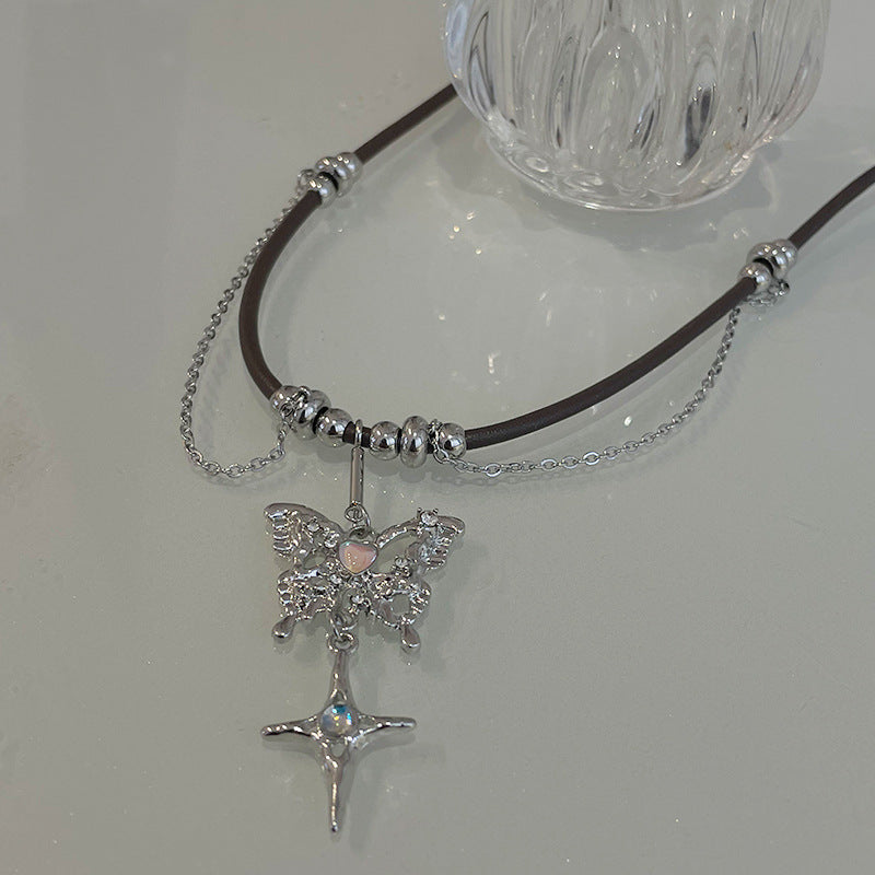 Special-interest Design Moonstone Butterfly Asterism Women Necklace