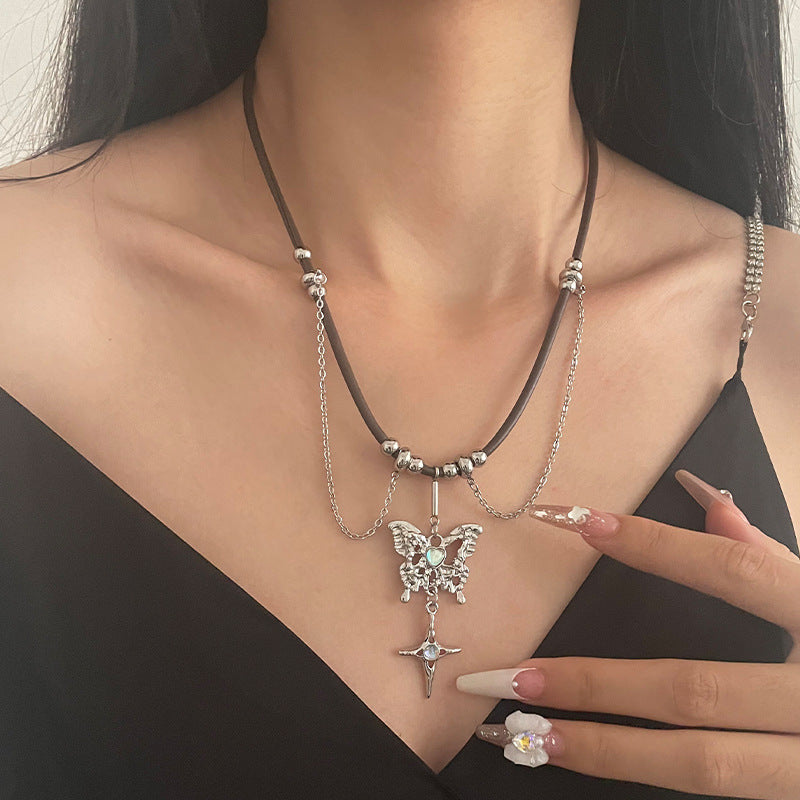 Special-interest Design Moonstone Butterfly Asterism Women Necklace