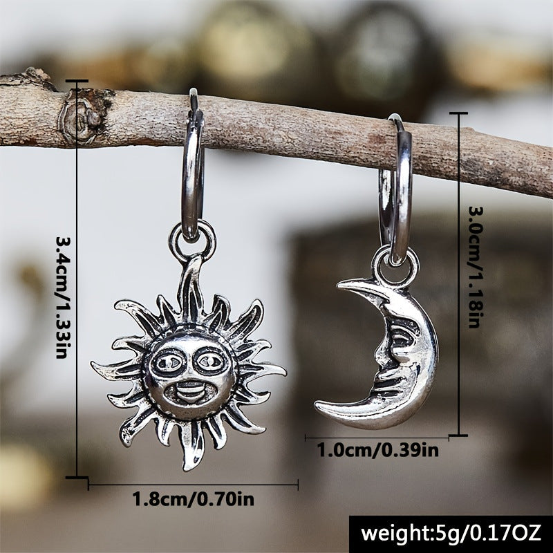 Creative Sun Moon Pendant Earrings Fashion Women Jewelry Ornament