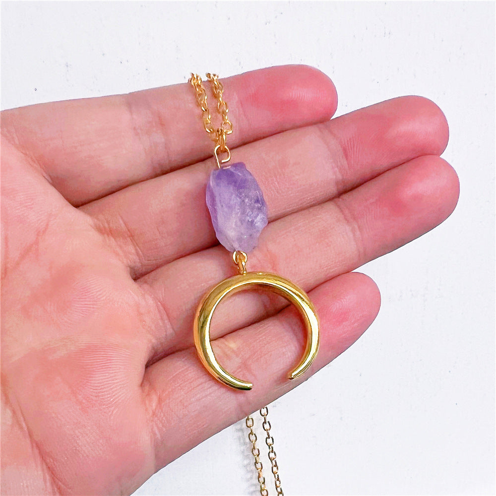 Natural Irregular Amethyst Pendant Necklace