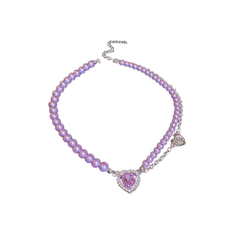 Luxury Cute Amethyst Elegant Temperament Pearl Clavicle Necklace