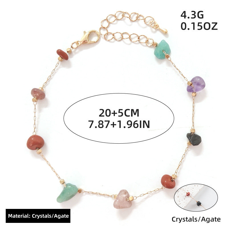 Personalized Natural Color Agate Anklet