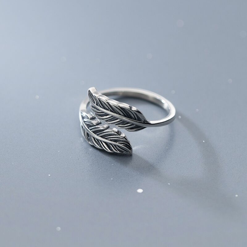 Vintage Thai Silver Feather women Ring