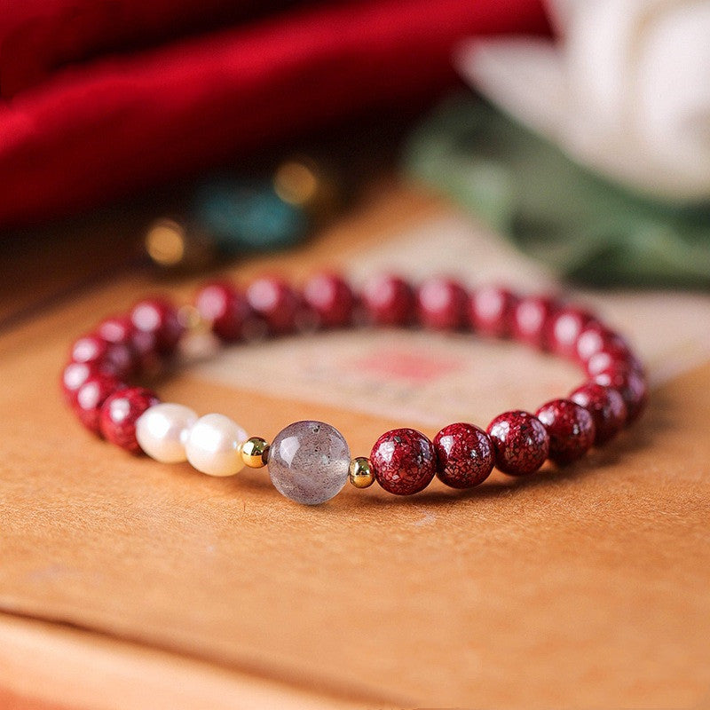 Vermillion Pearl Moonstone Couple Simple Women Bracelet