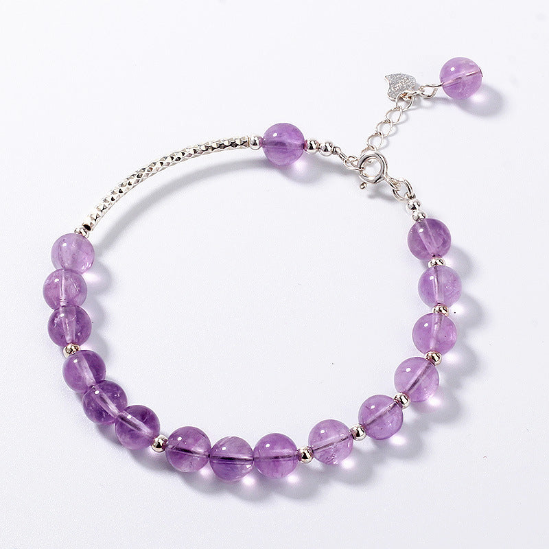 Natural Lavender Amethyst Bead Women Bracelet