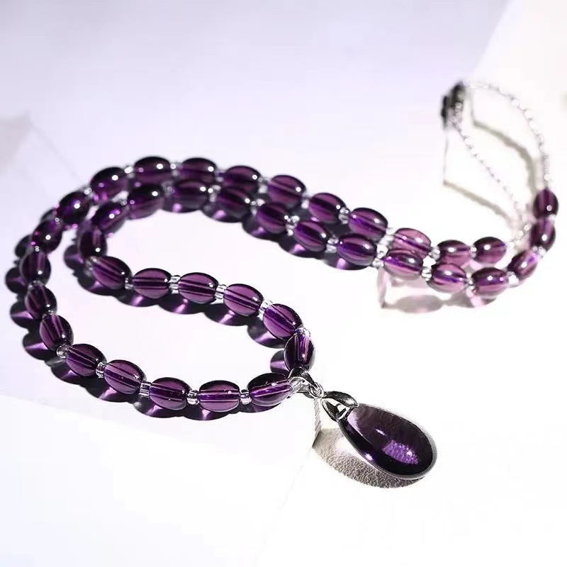 Amethyst Water Drop Pendant Women Necklace