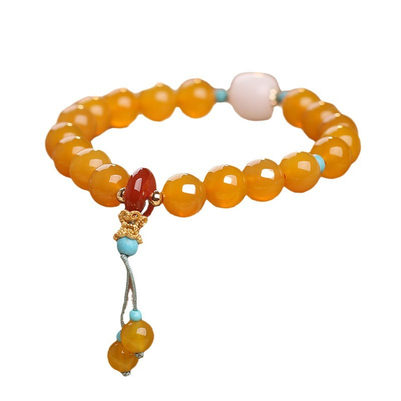 Ethnic Style Natural Citrine Agate Women Bracelet