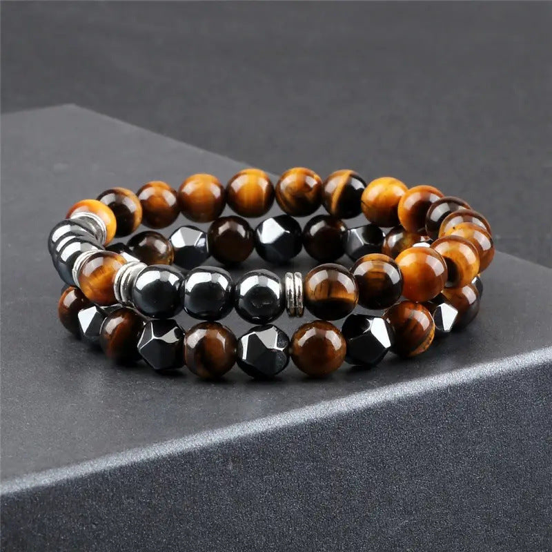 Natural Tigereye Head Bead Men Bracelet