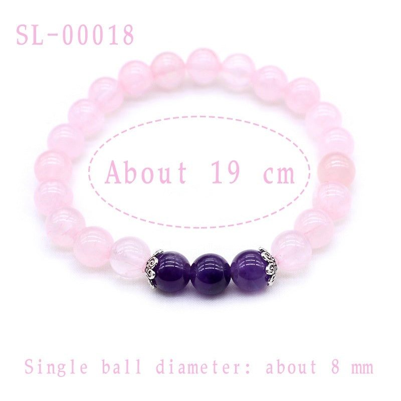 Natural Stone Amethyst Pink Crystal Lotus Bracelet For Women