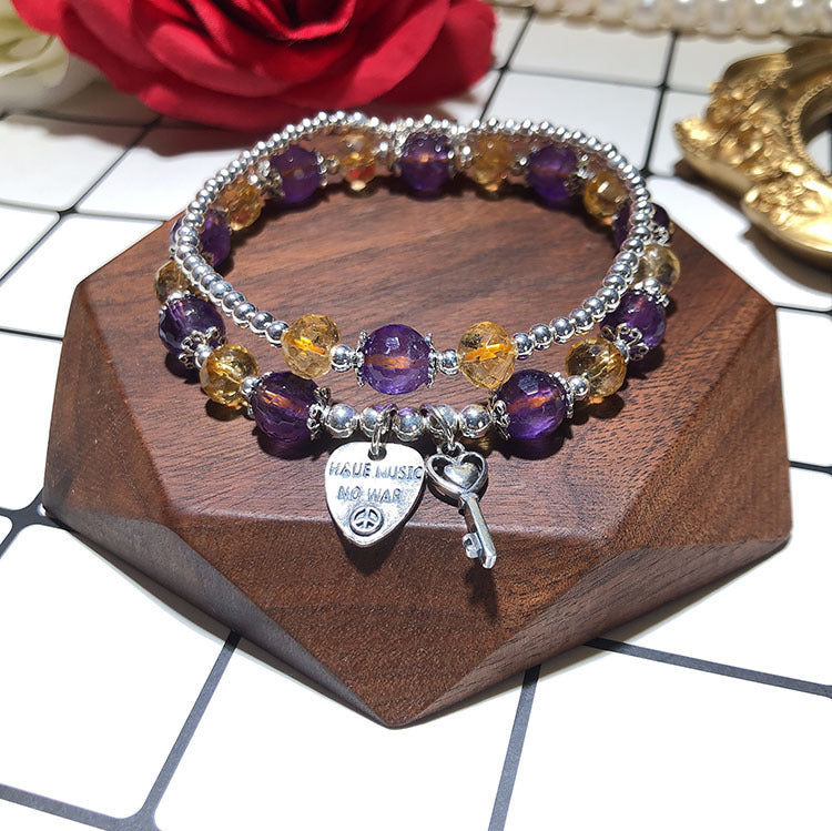 Citrine Amethyst Double-layer women Bracelet