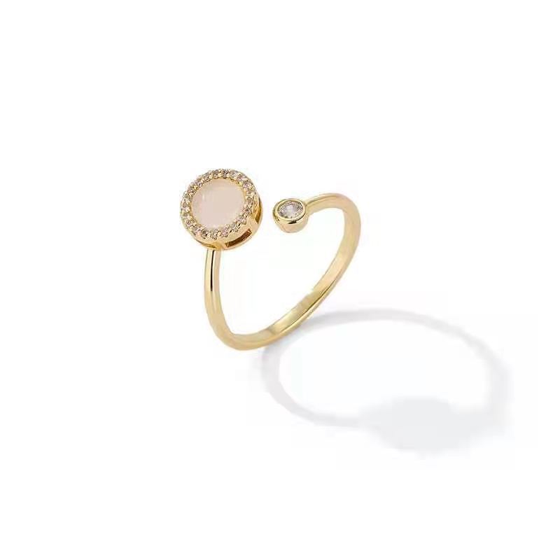 Fashion Cat's Eye Moonstone Rotatable Women Ring