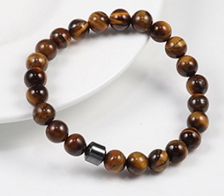 8mm Beaded Agate Haematite Stretch Couple Women and Men Bracelet