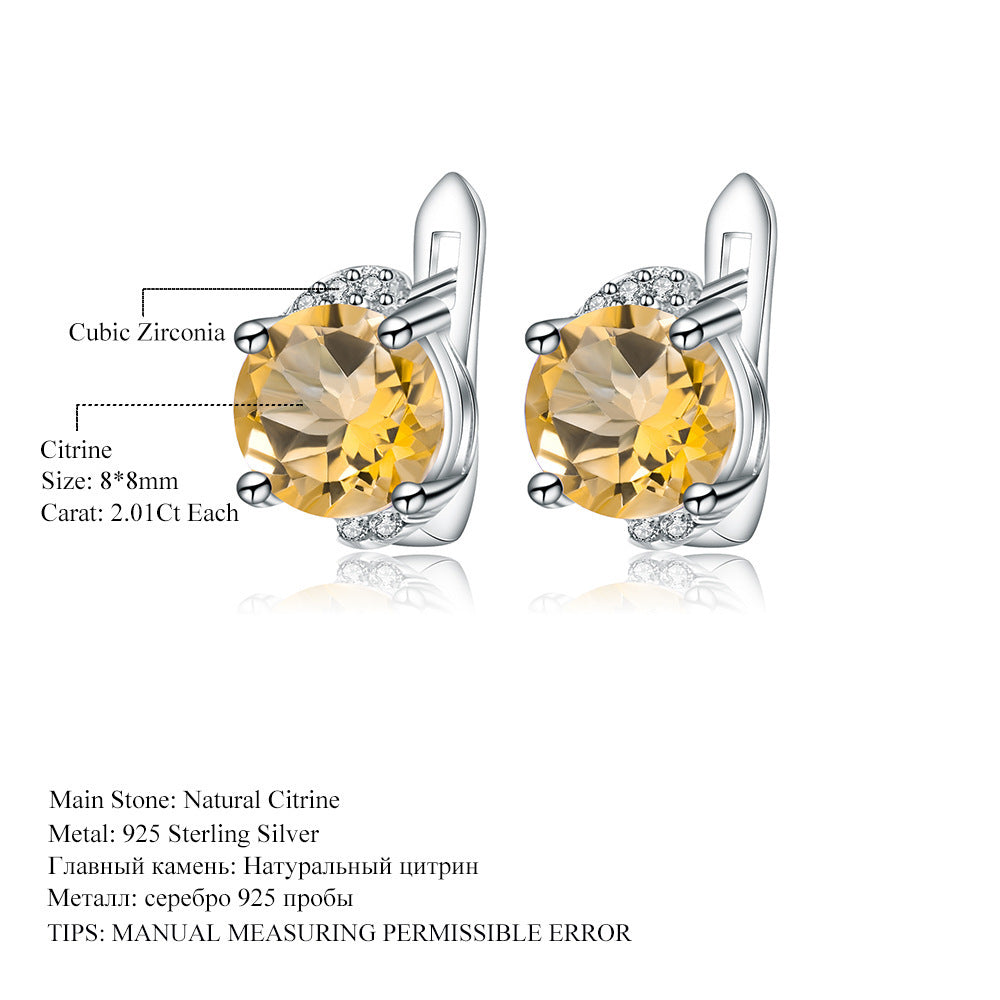 Natural Citrine Stud women Earrings Fashion