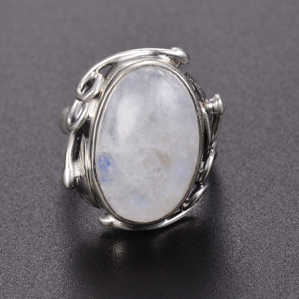 Court Style Moonstone Niche Mid-ancient Vintage Women Ring