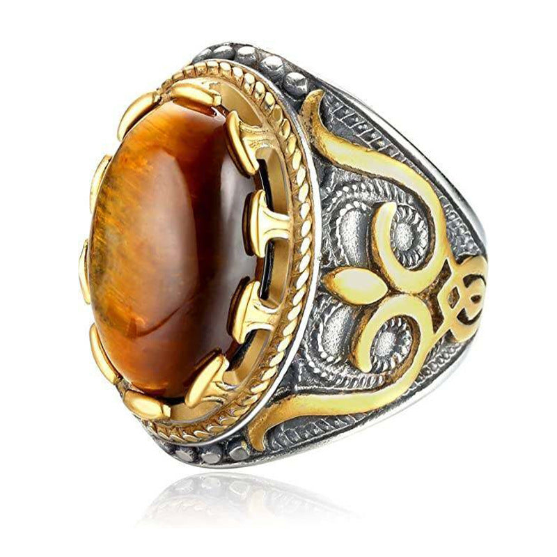 Tigereye Men Ring Fashion Domineering Vintage Ornament