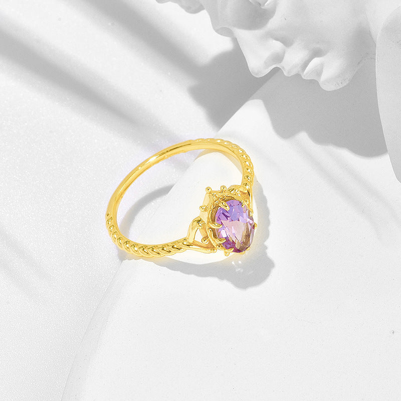 Luxury Natural Amethyst Lace Ring