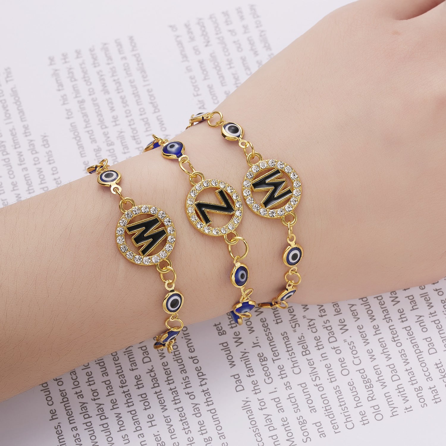 Evil Eye alphabet Signature Adjustable Bracelet