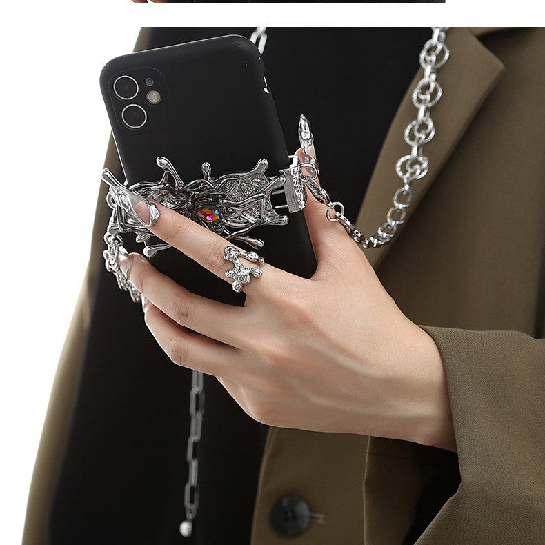 Spider Moonstone Metal Mobile Phone Charm Accessories