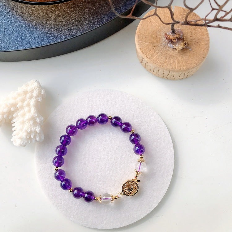 Simple Design Natural Amethyst Women Bracelet