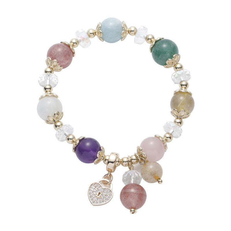 Aquamarine Amethyst Lucky Peach Blossom Women Bracelet