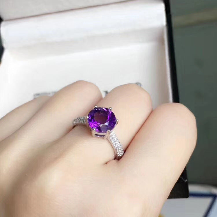 Women's Round Deep Amethyst Ring